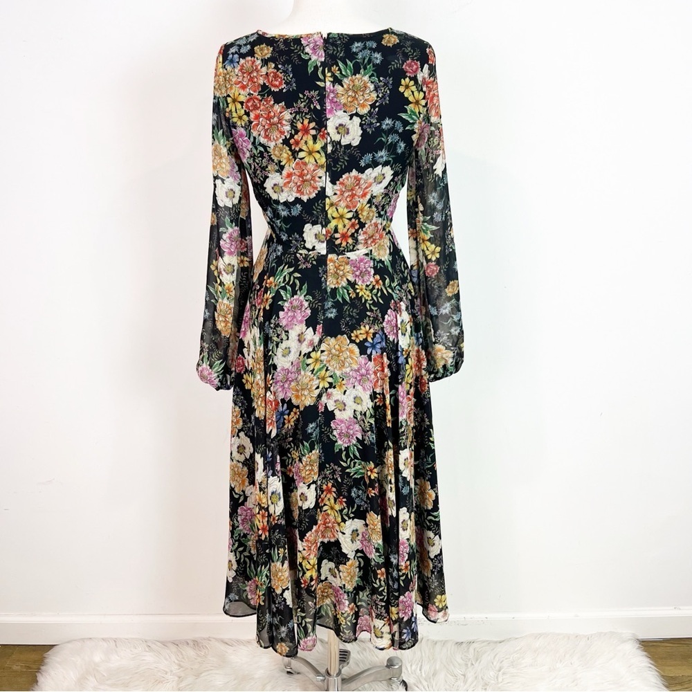 YUMI KIM WOODSTOCK OR GARDEN GROWN BLACK PINK FLORAL MIDI DRESS WOMENS SZ XS - Picture 2 of 5